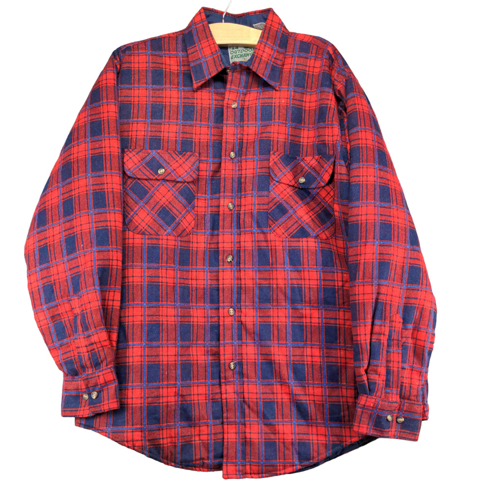 Outdoor Exchange Men's Flannel Shirt Jacket Shacket Multi Large Plaid Vintage